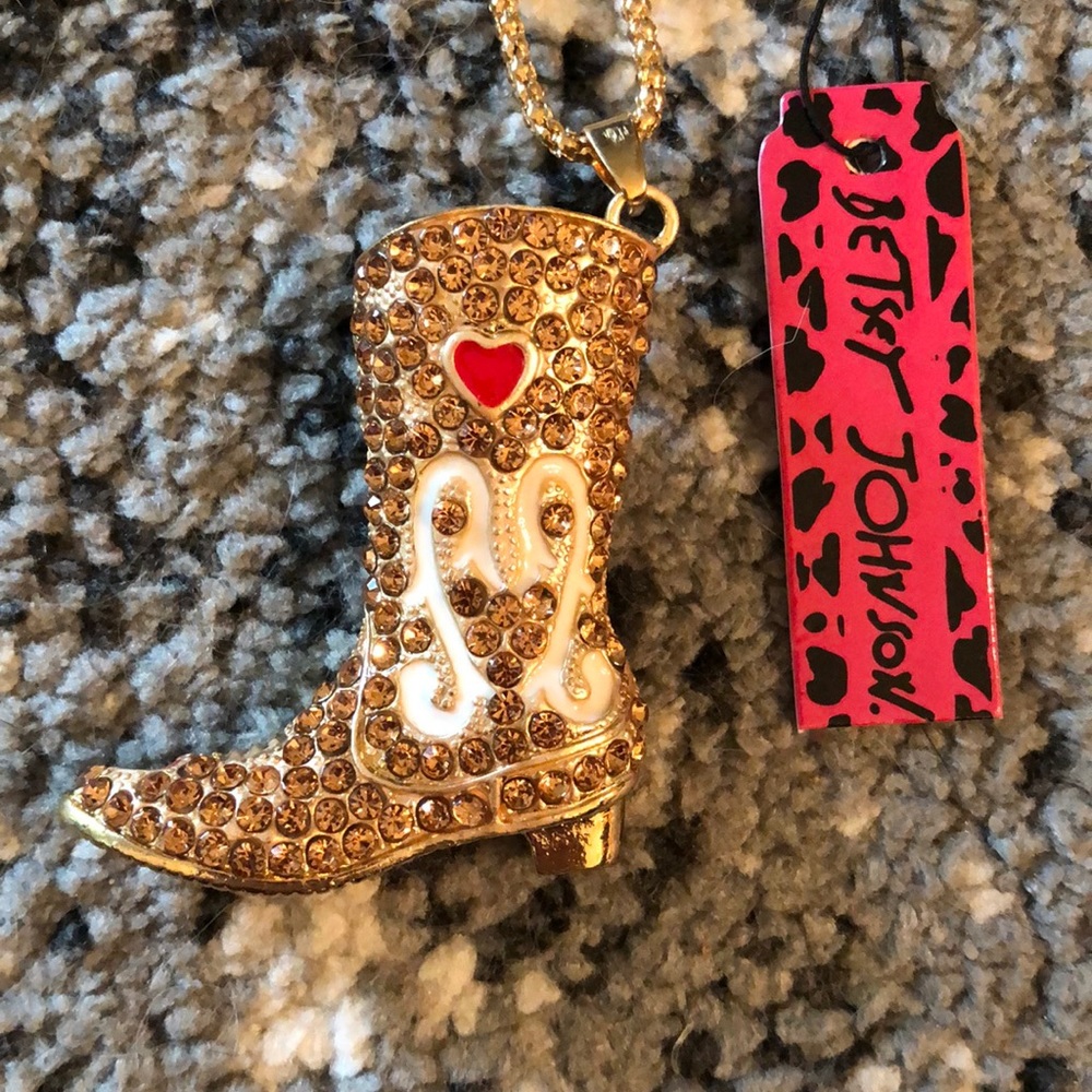 Betsey Johnson rhinestone cowboy boot necklace